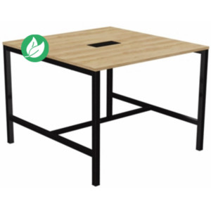 Table de réunion Burocolor avec trappe d'accès - L.140 x P.143 cm - Plateau Chêne Nebraska - Pieds Noir Table de réunion Burocolor avec trappe d'accès - L.140 x P.143 cm - Plateau Chêne Nebraska - Pieds Noir