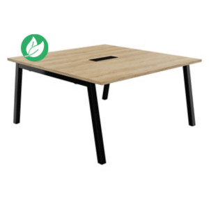 Table de réunion Burocolor A avec trappe d'accès - L.140 x P.143 cm - Plateau Chêne Nebraska - Pieds Noir Table de réunion Burocolor A avec trappe d'accès - L.140 x P.143 cm - Plateau Chêne Nebraska - Pieds Noir