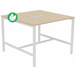 Table de réunion Burocolor avec trappe d'accès - L.140 x P.143 cm - Plateau Chêne - Pieds Blanc Table de réunion Burocolor avec trappe d'accès - L.140 x P.143 cm - Plateau Chêne - Pieds Blanc
