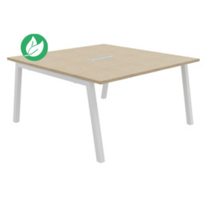 Table de réunion Burocolor A avec trappe d'accès - L.140 x P.143 cm - Plateau Chêne - Pieds Blanc Table de réunion Burocolor A avec trappe d'accès - L.140 x P.143 cm - Plateau Chêne - Pieds Blanc