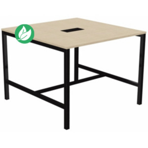 Table de réunion Burocolor avec trappe d'accès - L.140 x P.143 cm - Plateau Chêne - Pieds Noir Table de réunion Burocolor avec trappe d'accès - L.140 x P.143 cm - Plateau Chêne - Pieds Noir