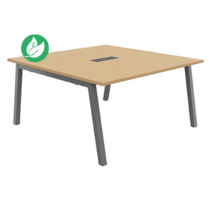 Table de réunion Burocolor A avec trappe d'accès - L.140 x P.143 cm - Plateau Hêtre - Pieds Aluminium Table de réunion Burocolor A avec trappe d'accès - L.140 x P.143 cm - Plateau Hêtre - Pieds Aluminium
