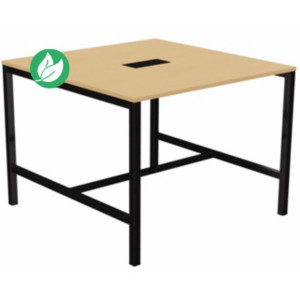 Table de réunion Burocolor avec trappe d'accès - L.140 x P.143 cm - Plateau Hêtre - Pieds Noir Table de réunion Burocolor avec trappe d'accès - L.140 x P.143 cm - Plateau Hêtre - Pieds Noir