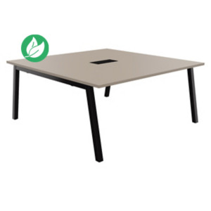 Table de réunion Burocolor A avec trappe d'accès - L.160 x P.163 cm - Plateau Argile - Pieds Noir Table de réunion Burocolor A avec trappe d'accès - L.160 x P.163 cm - Plateau Argile - Pieds Noir