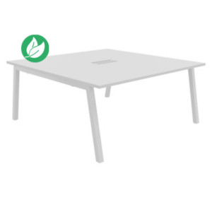Table de réunion Burocolor A avec trappe d'accès - L.160 x P.163 cm - Plateau Blanc - Pieds Blanc Table de réunion Burocolor A avec trappe d'accès - L.160 x P.163 cm - Plateau Blanc - Pieds Blanc