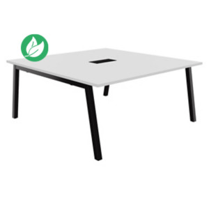 Table de réunion Burocolor A avec trappe d'accès - L.160 x P.163 cm - Plateau Blanc - Pieds Noir Table de réunion Burocolor A avec trappe d'accès - L.160 x P.163 cm - Plateau Blanc - Pieds Noir