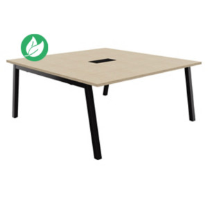 Table de réunion Burocolor A avec trappe d'accès - L.160 x P.163 cm - Plateau Chêne - Pieds Noir Table de réunion Burocolor A avec trappe d'accès - L.160 x P.163 cm - Plateau Chêne - Pieds Noir