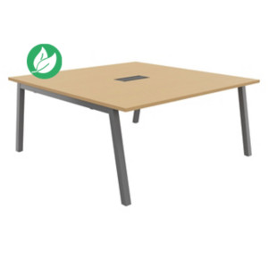 Table de réunion Burocolor A avec trappe d'accès - L.160 x P.163 cm - Plateau Hêtre - Pieds Aluminium Table de réunion Burocolor A avec trappe d'accès - L.160 x P.163 cm - Plateau Hêtre - Pieds Aluminium