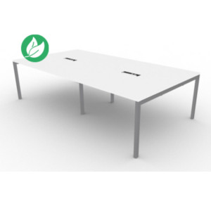 Table de réunion Burocolor avec trappe d'accès - L.280 x P.143 cm - Plateau Blanc - Pieds Aluminium Table de réunion Burocolor avec trappe d'accès - L.280 x P.143 cm - Plateau Blanc - Pieds Aluminium