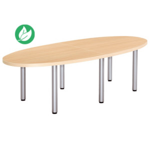 Table de réunion Consul 1/2 rond - Élement suivant - L. 140 x P. 120 cm - Chêne – Pieds Aluminium Table de réunion Consul 1/2 rond - Élement suivant - L. 140 x P. 120 cm - Chêne – Pieds Aluminium