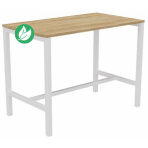 Table de réunion coworking Burocolor - L.140 x P.80 cm - Plateau Chêne Nebraska - Pieds Blanc