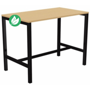 Table de réunion coworking Burocolor - L.140 x P.80 cm - Plateau Hêtre - Pieds Noir