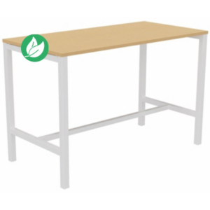 Table de réunion coworking Burocolor - L.160 x P.80 cm - Plateau Hêtre - Pieds Blanc Table de réunion coworking Burocolor - L.160 x P.80 cm - Plateau Hêtre - Pieds Blanc