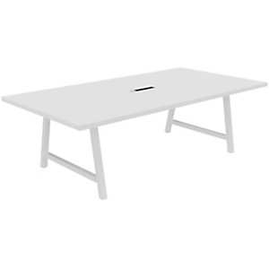 Table de réunion coworking Cohésion L.240 x l.120 cm avec électrification - Blanc pieds arche métal Blanc