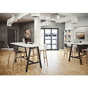 Table de réunion coworking Cohésion H.105 x L.160 x l.80 cm - plateau blanc, piétement noir