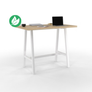 Table de réunion coworking Cohésion H.107 x L.140 x P.80 cm avec électrification - Plateau Chêne Nebraska - Pieds Blanc Table de réunion coworking Cohésion H.107 x L.140 x P.80 cm avec électrification - Plateau Chêne Nebraska - Pieds Blanc