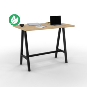 Table de réunion coworking Cohésion H.107 x L.140 x P.80 cm avec électrification - Plateau Chêne Nebraska - Pieds Noir Table de réunion coworking Cohésion H.107 x L.140 x P.80 cm avec électrification - Plateau Chêne Nebraska - Pieds Noir