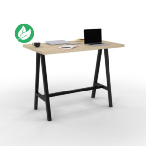 Table de réunion coworking Cohésion H.107 x L.140 x P.80 cm avec électrification - Plateau Chêne - Pieds Noir Table de réunion coworking Cohésion H.107 x L.140 x P.80 cm avec électrification - Plateau Chêne - Pieds Noir