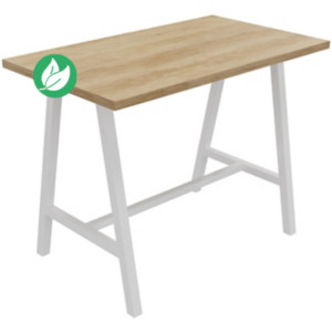 Table de réunion coworking Cohésion H.107 x L.140 x P.80 cm - Plateau Chêne Nebraska - Pieds Blanc Table de réunion coworking Cohésion H.107 x L.140 x P.80 cm - Plateau Chêne Nebraska - Pieds Blanc