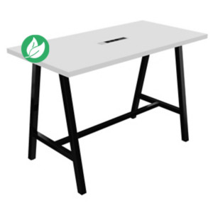 Table de réunion coworking Cohésion H.107 x L.160 x P.80 cm avec électrification - Plateau Blanc - Pieds Noir Table de réunion coworking Cohésion H.107 x L.160 x P.80 cm avec électrification - Plateau Blanc - Pieds Noir