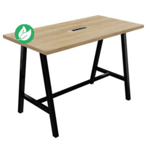 Table de réunion coworking Cohésion H.107 x L.160 x P.80 cm avec électrification - Plateau Chêne Nebraska - Pieds Noir Table de réunion coworking Cohésion H.107 x L.160 x P.80 cm avec électrification - Plateau Chêne Nebraska - Pieds Noir