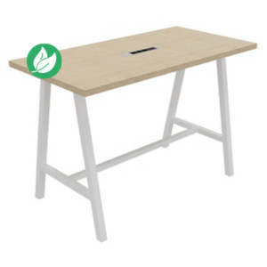 Table de réunion coworking Cohésion H.107 x L.160 x P.80 cm avec électrification - Plateau Chêne - Pieds Blanc Table de réunion coworking Cohésion H.107 x L.160 x P.80 cm avec électrification - Plateau Chêne - Pieds Blanc