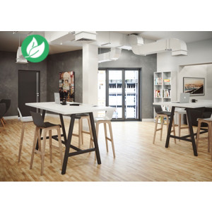 Table de réunion coworking Cohésion H.107 x L.160 x P.80 cm - Plateau Blanc - Pieds Noir Table de réunion coworking Cohésion H.107 x L.160 x P.80 cm - Plateau Blanc - Pieds Noir