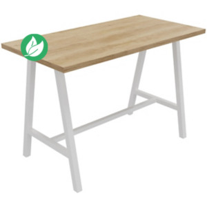 Table de réunion coworking Cohésion H.107 x L.160 x P.80 cm - Plateau Chêne Nebraska - Pieds Blanc Table de réunion coworking Cohésion H.107 x L.160 x P.80 cm - Plateau Chêne Nebraska - Pieds Blanc