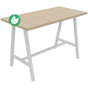 Table de réunion coworking Cohésion H.107 x L.160 x P.80 cm - Plateau Chêne - Pieds métal Blanc Table de réunion coworking Cohésion H.107 x L.160 x P.80 cm - Plateau Chêne - Pieds métal Blanc