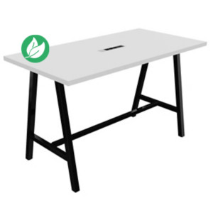Table de réunion coworking Cohésion H.107 x L.180 x P.90 cm avec électrification - Plateau Blanc - Pieds Noir Table de réunion coworking Cohésion H.107 x L.180 x P.90 cm avec électrification - Plateau Blanc - Pieds Noir