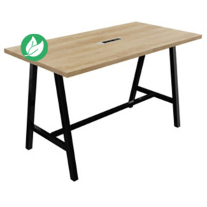 Table de réunion coworking Cohésion H.107 x L.180 x P.90 cm avec électrification - Plateau Chêne Nebraska - Pieds Noir Table de réunion coworking Cohésion H.107 x L.180 x P.90 cm avec électrification - Plateau Chêne Nebraska - Pieds Noir