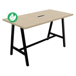 Table de réunion coworking Cohésion H.107 x L.180 x P.90 cm avec électrification - Plateau Chêne - Pieds Noir Table de réunion coworking Cohésion H.107 x L.180 x P.90 cm avec électrification - Plateau Chêne - Pieds Noir