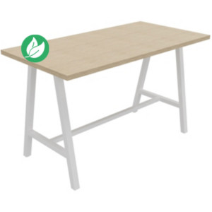Table de réunion coworking Cohésion H.107 x L.180 x P.90 cm - Plateau Chêne - Pieds Blanc Table de réunion coworking Cohésion H.107 x L.180 x P.90 cm - Plateau Chêne - Pieds Blanc
