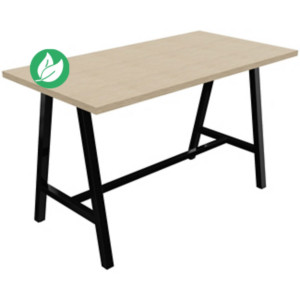 Table de réunion coworking Cohésion H.107 x L.180 x P.90 cm - Plateau Chêne - Pieds Noir Table de réunion coworking Cohésion H.107 x L.180 x P.90 cm - Plateau Chêne - Pieds Noir