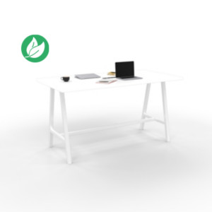 Table de réunion coworking Cohésion H.107 x L.200 x P.100 cm avec électrification - Plateau Blanc - Pieds Blanc Table de réunion coworking Cohésion H.107 x L.200 x P.100 cm avec électrification - Plateau Blanc - Pieds Blanc