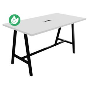 Table de réunion coworking Cohésion H.107 x L.200 x P.100 cm avec électrification - Plateau Blanc - Pieds Noir Table de réunion coworking Cohésion H.107 x L.200 x P.100 cm avec électrification - Plateau Blanc - Pieds Noir