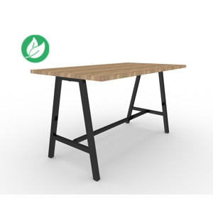 Table de réunion coworking Cohésion H.107 x L.200 x P.100 cm - Plateau Chêne Nebraska - Pieds Noir Table de réunion coworking Cohésion H.107 x L.200 x P.100 cm - Plateau Chêne Nebraska - Pieds Noir