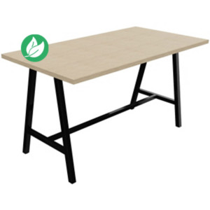 Table de réunion coworking Cohésion H.107 x L.200 x P.100 cm - Plateau Chêne - Pieds métal Noir Table de réunion coworking Cohésion H.107 x L.200 x P.100 cm - Plateau Chêne - Pieds métal Noir