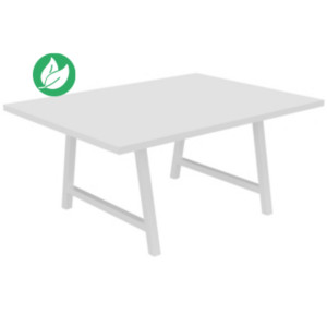 Table de réunion coworking Cohésion H.74 x L.160 x P.120 cm - Blanc - Pieds - Plateau Blanc Table de réunion coworking Cohésion H.74 x L.160 x P.120 cm - Blanc - Pieds - Plateau Blanc