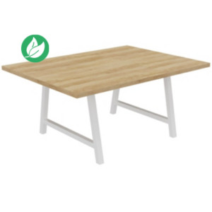 Table de réunion coworking Cohésion H.74 x L.160 x P.120 cm - Plateau Chêne Nebraska - Pieds Blanc Table de réunion coworking Cohésion H.74 x L.160 x P.120 cm - Plateau Chêne Nebraska - Pieds Blanc