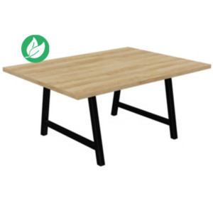 Table de réunion coworking Cohésion H.74 x L.160 x P.120 cm - Plateau Chêne Nebraska - Pieds Noir Table de réunion coworking Cohésion H.74 x L.160 x P.120 cm - Plateau Chêne Nebraska - Pieds Noir