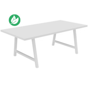 Table de réunion coworking Cohésion H.74 x L.200 x P.100 cm - Plateau Blanc - Pieds Blanc Table de réunion coworking Cohésion H.74 x L.200 x P.100 cm - Plateau Blanc - Pieds Blanc