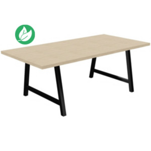 Table de réunion coworking Cohésion H.74 x L.200 x P.100 cm - Plateau Chêne - Pieds Noir Table de réunion coworking Cohésion H.74 x L.200 x P.100 cm - Plateau Chêne - Pieds Noir