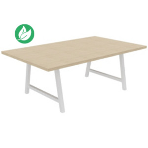 Table de réunion coworking Cohésion H.74 x L.200 x P.120 cm - Plateau Chêne - Pieds Blanc Table de réunion coworking Cohésion H.74 x L.200 x P.120 cm - Plateau Chêne - Pieds Blanc