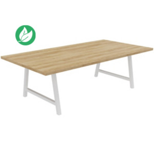 Table de réunion coworking Cohésion H.74 x L.240 x P.120 cm - Plateau Chêne Nebraska - Pieds Blanc Table de réunion coworking Cohésion H.74 x L.240 x P.120 cm - Plateau Chêne Nebraska - Pieds Blanc