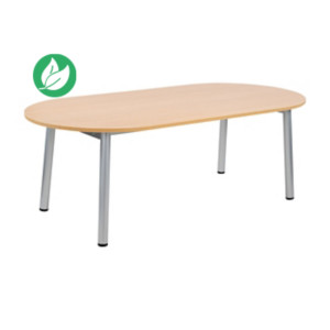 Table de réunion direction Congrès L.210 x P.102 cm - Plateau ellipse Chêne - Pieds Aluminium Table de réunion direction Congrès L.210 x P.102 cm - Plateau ellipse Chêne - Pieds Aluminium