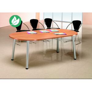 Table de réunion direction Congrès L.210 x P.102 cm - Plateau ellipse Hêtre - Pieds Aluminium Table de réunion direction Congrès L.210 x P.102 cm - Plateau ellipse Hêtre - Pieds Aluminium