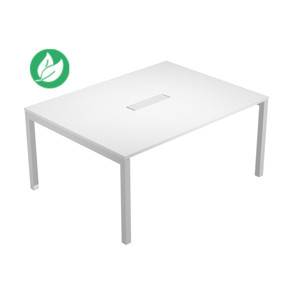 Table de réunion Eminence - L.160 x P.120 cm - Trappe d’accès centrale - Plateau Blanc - Pieds Aluminium Table de réunion Eminence - L.160 x P.120 cm - Trappe d’accès centrale - Plateau Blanc - Pieds Aluminium