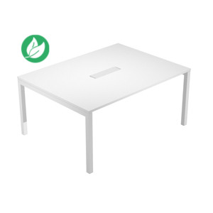 Table de réunion Eminence - L.160 x P.120 cm - Trappe d’accès centrale - Plateau Blanc - Pieds Blanc Table de réunion Eminence - L.160 x P.120 cm - Trappe d’accès centrale - Plateau Blanc - Pieds Blanc