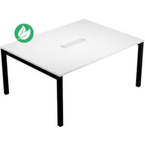 Table de réunion Eminence - L.160 x P.120 cm - Trappe d’accès centrale - Plateau Blanc - Pieds Noir Table de réunion Eminence - L.160 x P.120 cm - Trappe d’accès centrale - Plateau Blanc - Pieds Noir